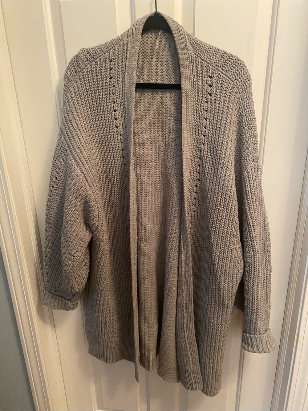 Cozy Open-Front Women's Gray Knit Cardigan Sweater